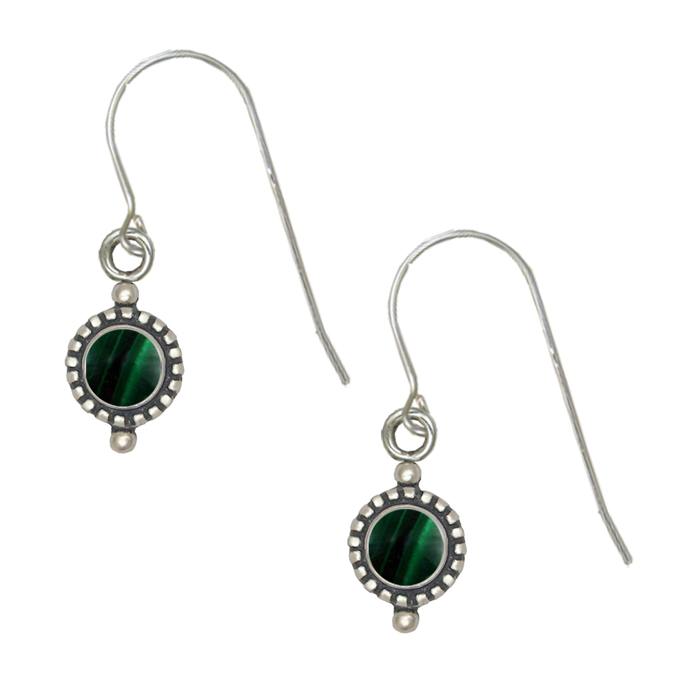 Sterling Silver Malachite Gemstone Drop Dangle Earrings